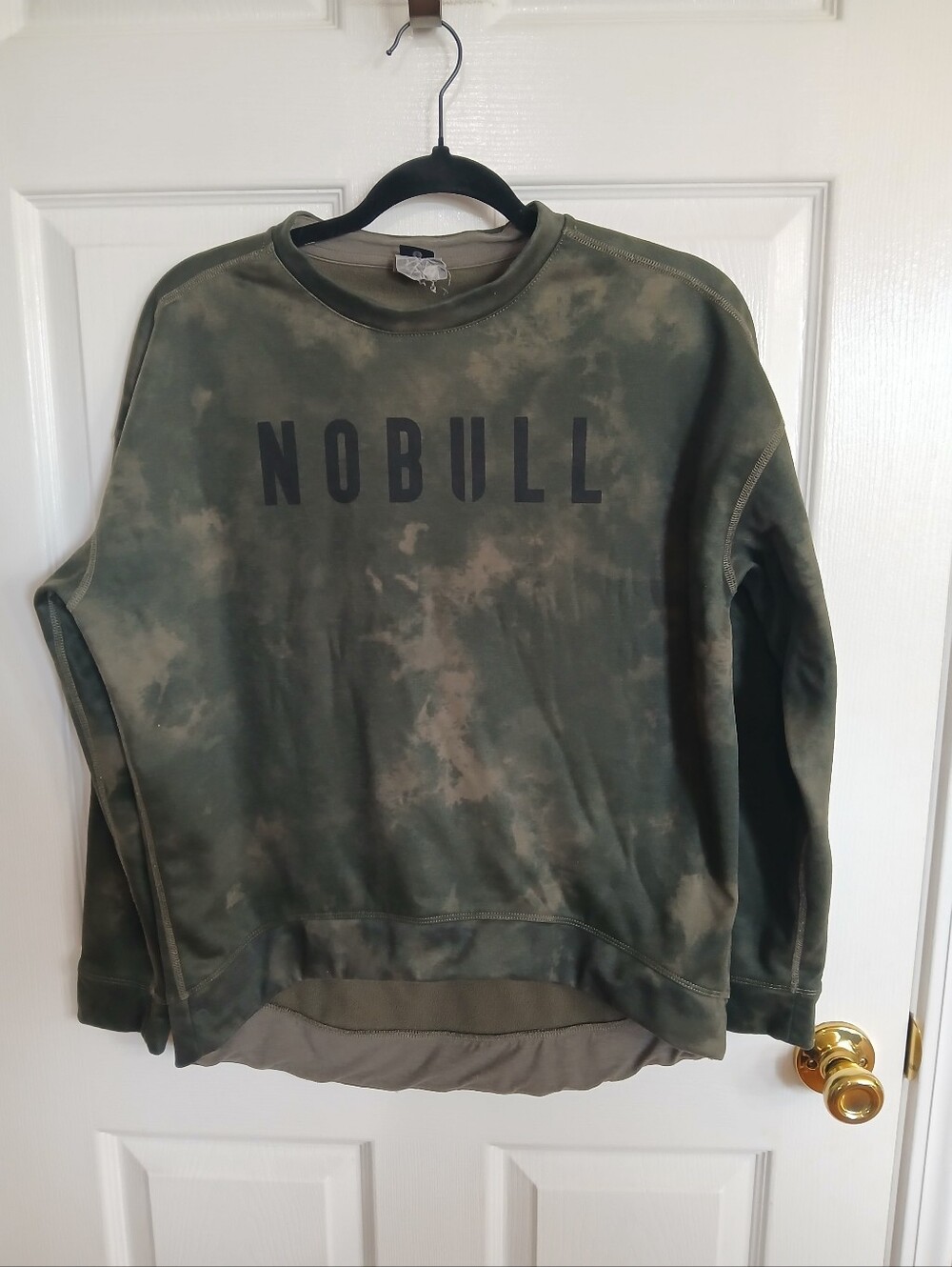 NOBULL Olive Tie-Dye Crewneck Sweater Athleisure Athletic Gym Workout Oversized